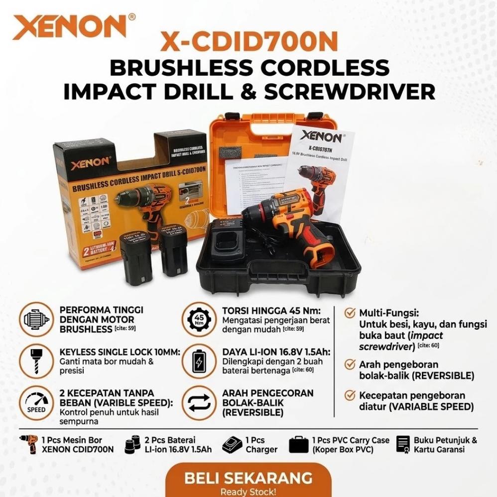 XENON CDID700 MESIN BOR BATERAI 14V IMPACT DRILL CORDLESS / CDID-707