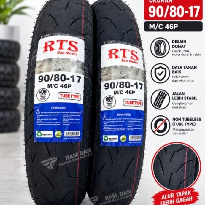 RTS BAN DONAT BAN LUAR SOFT COMPOUND UKURAN 90/80 RING 17 UNTUK MOTOR SHOGUN SUPRA VEGA SMASH REVO
