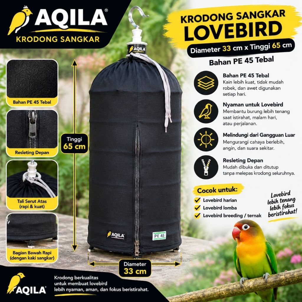 Krodong AQILA sangkar burung Lovebird krodong tebal selimut sangkar burung