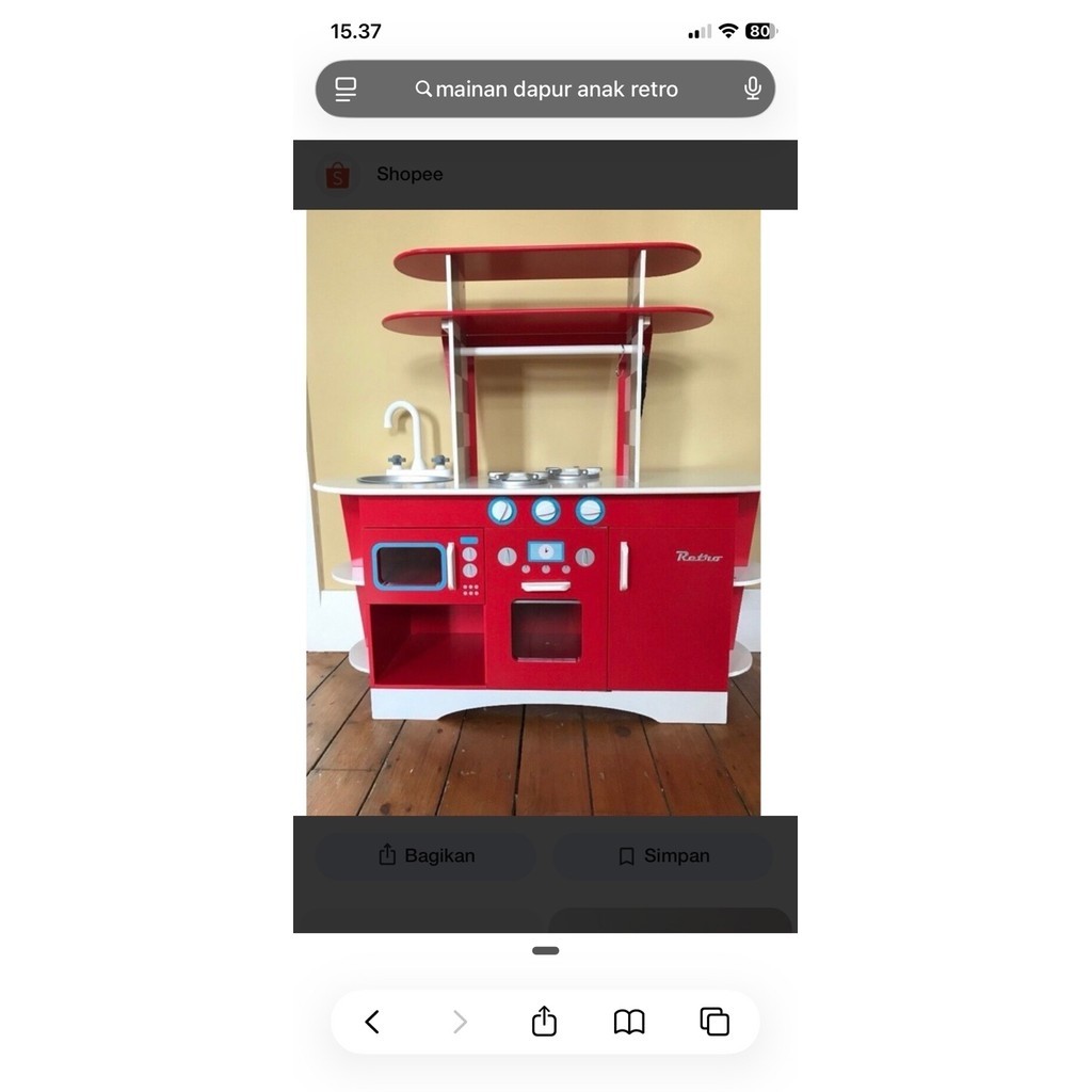Mainan kitchen elc wooden retro red Elc Mainan dapur anak Elc kitchen kids Kitchen preloved