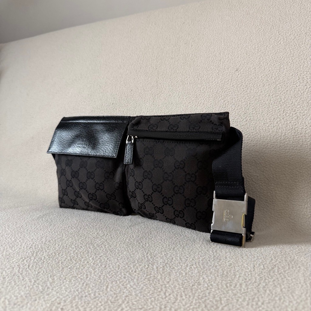 Preloved GC - GG Monogram Double Pocket Belt Bag Black