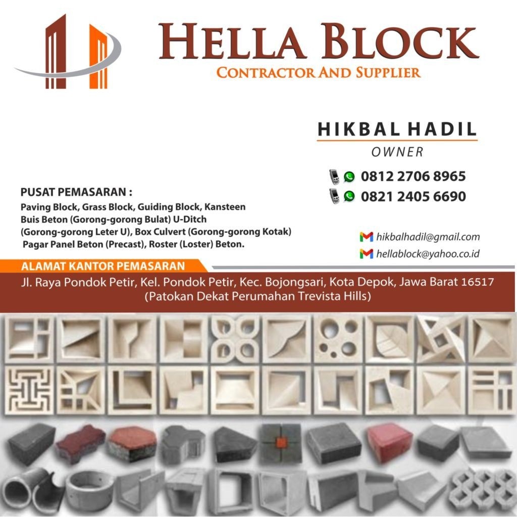 Roster | Loster | Paving | Paving Block | Grass Block | Kanstin | Buis Beton | U Ditch | Box Culvert