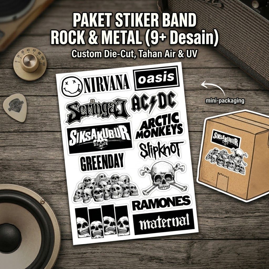 sticker pack band metal vinyl premium glossy
