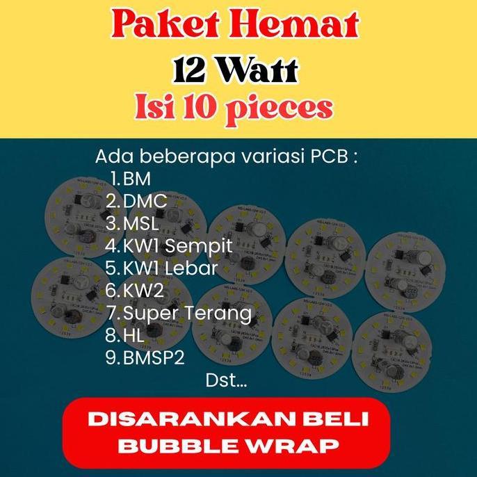 Paket Hemat 12 Watt Pcb Ac Mata Led - Pcb Mata Lampu Led Ac Tanpa Driver 12W
