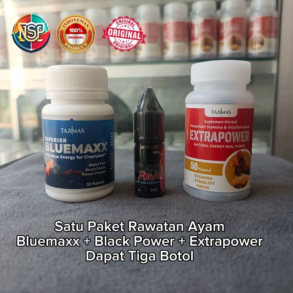 Paket Rawatan Ayam Bluemaxx + Black Power + Extrapower || Dapat 3 Botol || Tajimas
