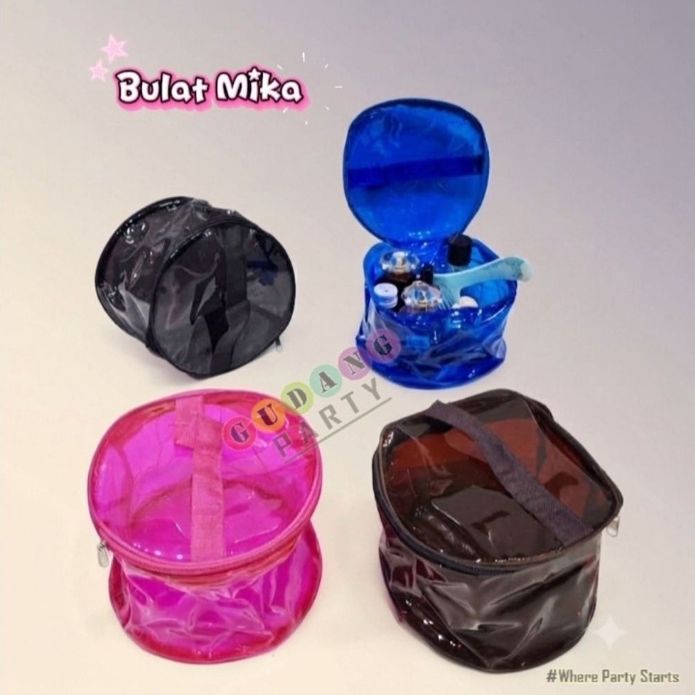 Pouch Bag Bulat Mika/Pouch Kosmetik/Mika Warna/Tas Serbaguna/Tas Souvenir