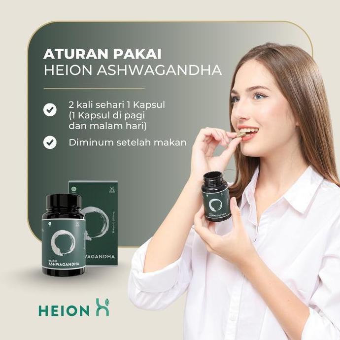 Heion Ashwagandha+ Obat Herbal Ekstrak Ashwagandha + Black Pepper @500mg BPOM Halal