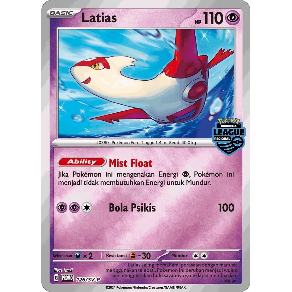 Latias #126 Promo Pokemon Regional League - Kartu Pokemon TCG Original Indonesia