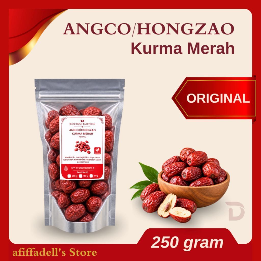 Kurna Merah Kering Angco Hongzao Premium100gr 150gr 250gr Cemilan Sehat Buah Kering Kurma Cina