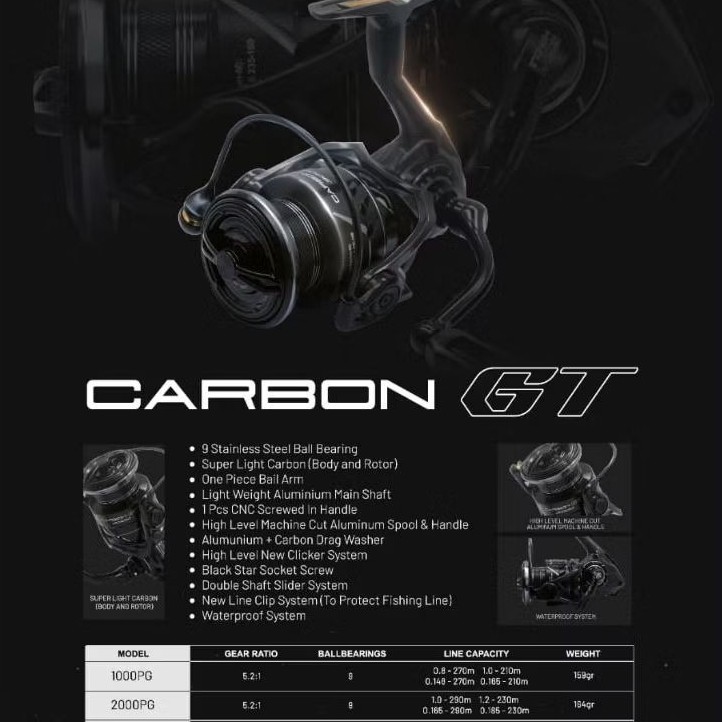 REEL GO STRIKE CARBON GT 1000 2000 3000PG