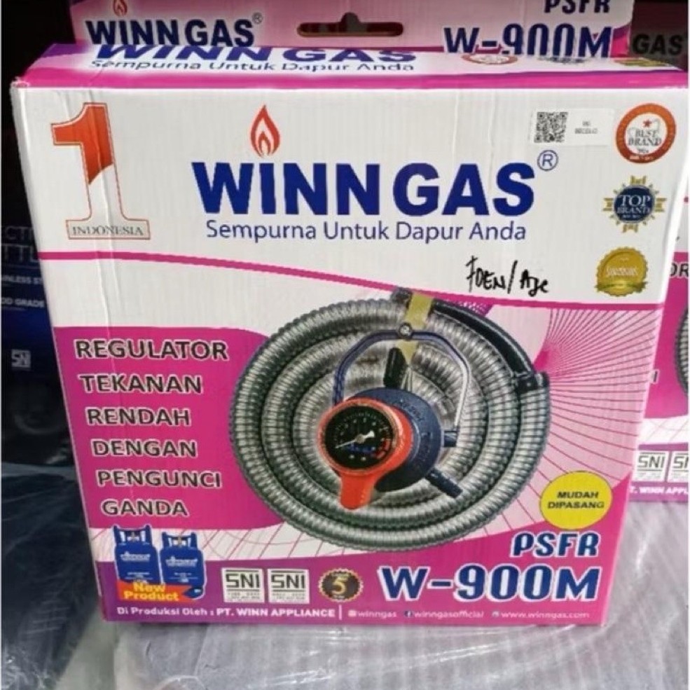REGULATOR WINN W900M + SELANG GAS - SELANG GAS WINN PLUS REGULATOR - REGULATOR SET WINN GAS - KEPALA