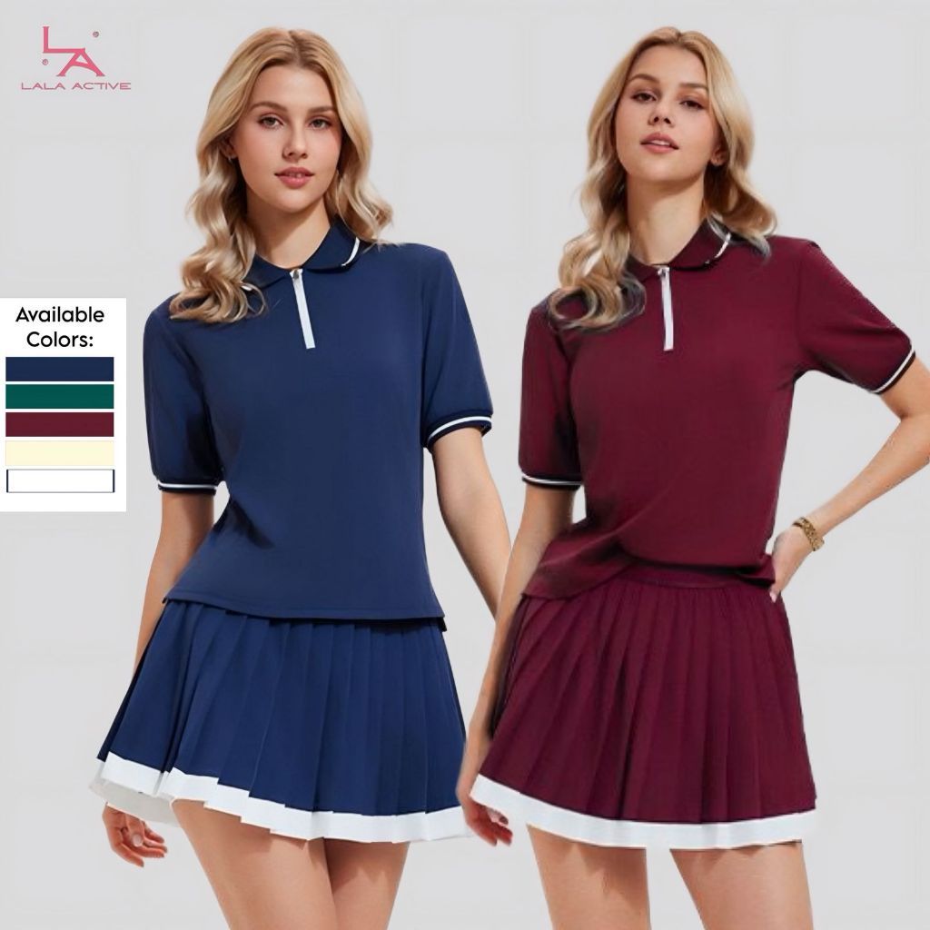 Lala.Active - Ginka PADEL SET - POLO SHIRT / SKORT (with short) Tennis Golf Wanita