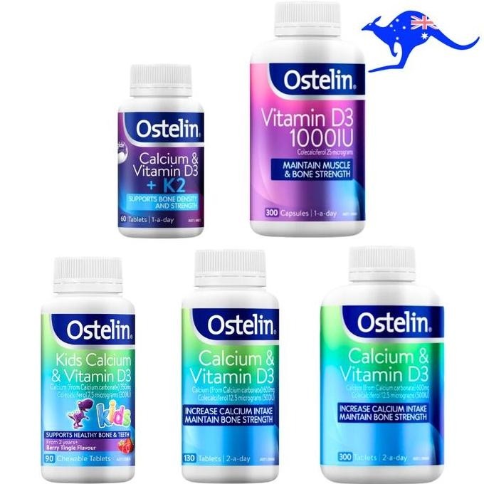 OSTELIN Calcium Vitamin D3 130 Tablets 300 1000iu Capsules Cal-DK2 60