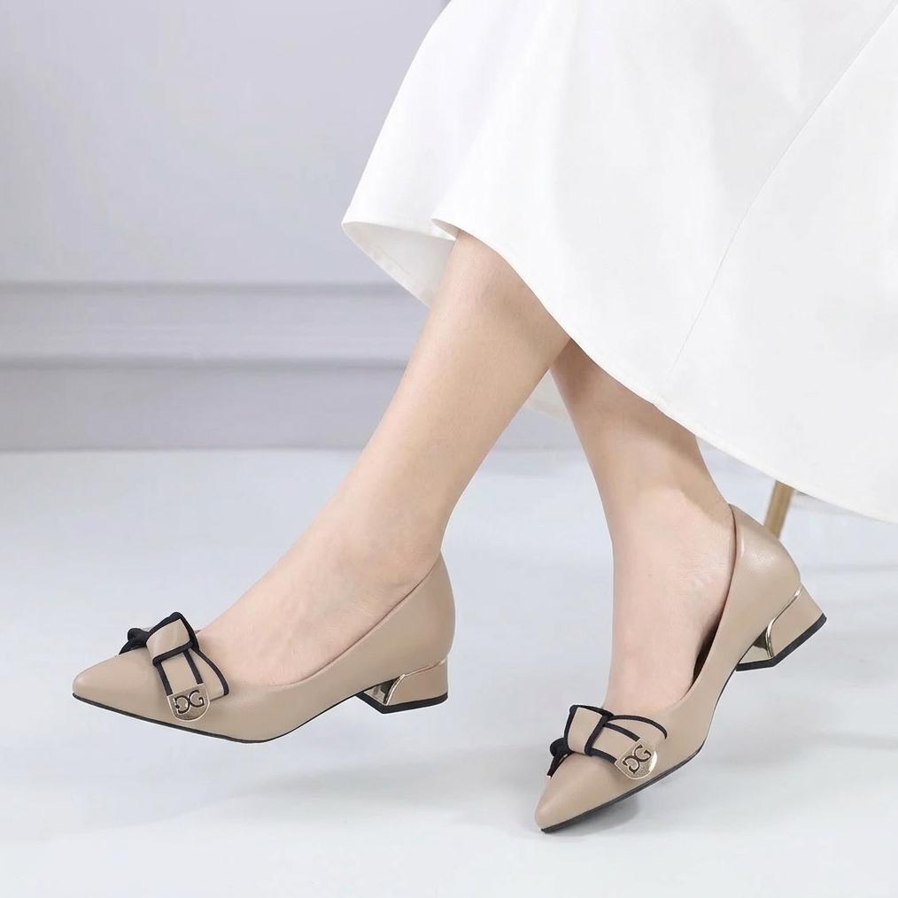 Sepatu Pantofel Wanita Heels Kerja Elegan Pita Hak Tahu 3 Cm S3