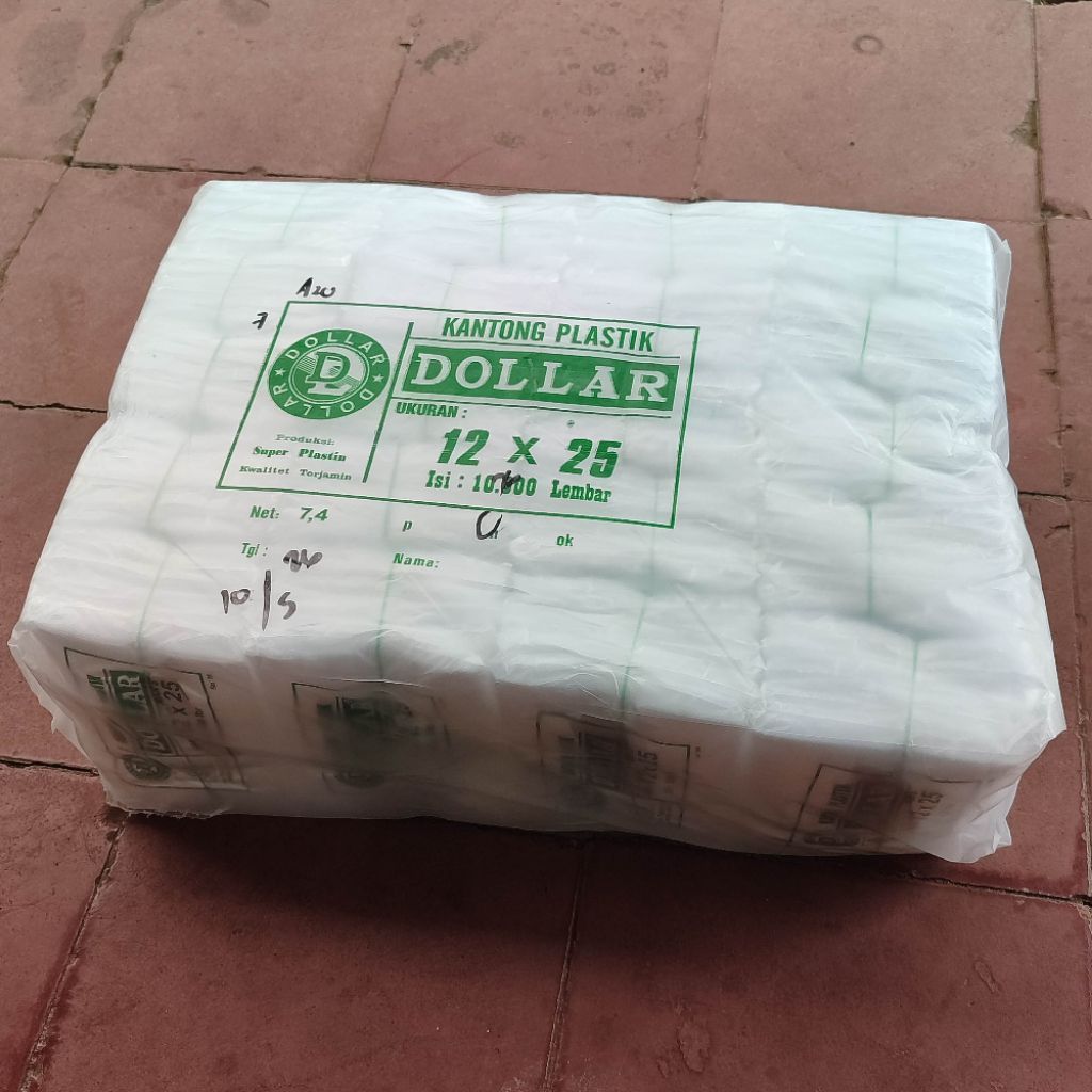 Plastik 12x25 Dollar 1 Bal ( 100 Pak )