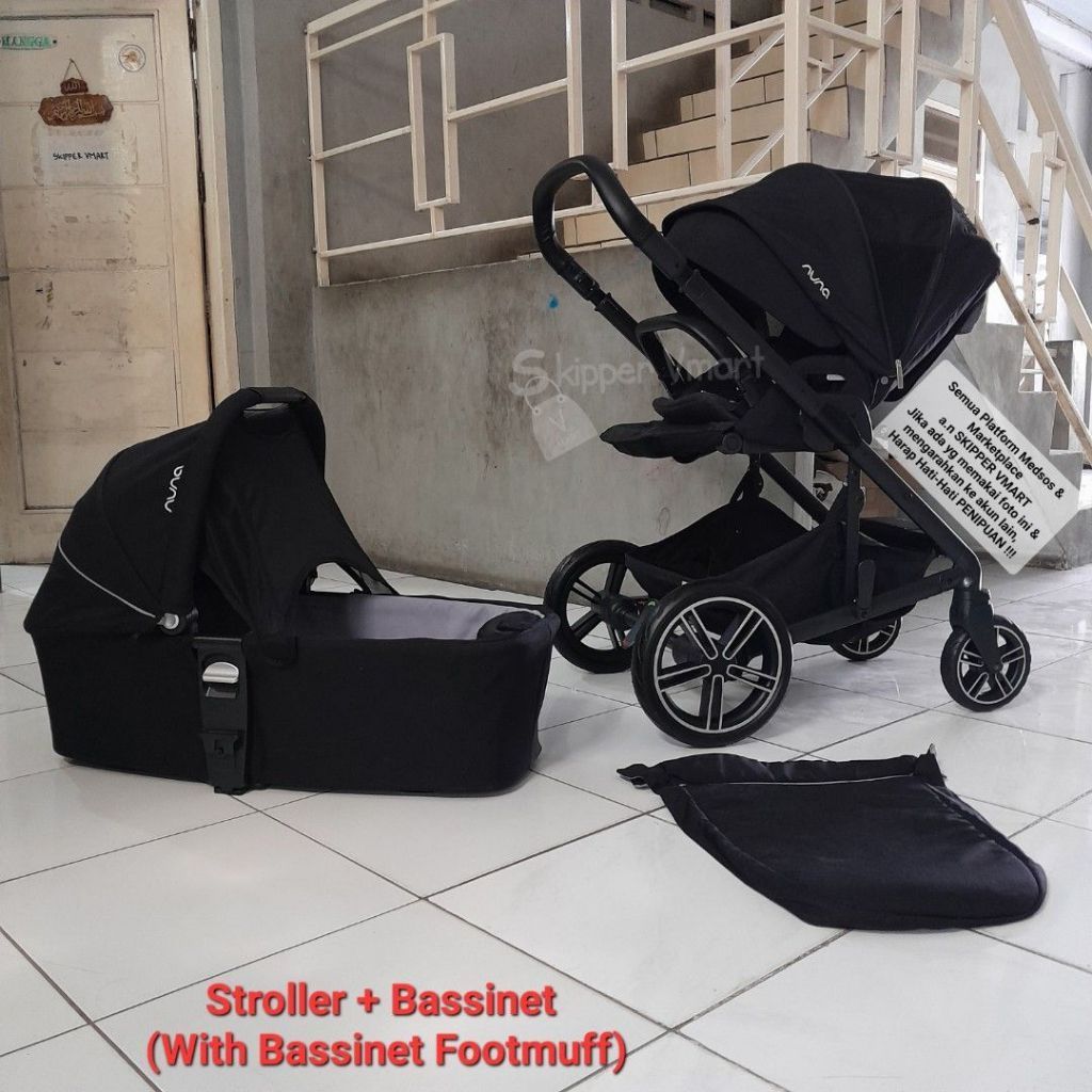 Stroller Stroler Nuna Mixx 2 Caviar Black + Bassinet Carrycot Preloved Second Bekas