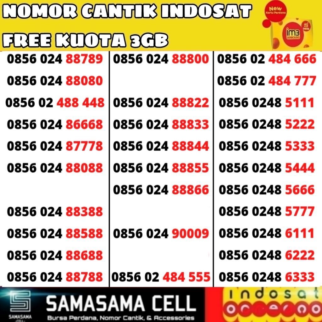 KARTU PERDANA NOMOR CANTIK INDOSAT OOREDOO 4G Support 5G