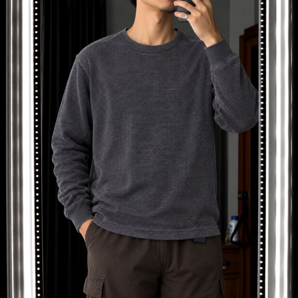waffle knit gap black smoke