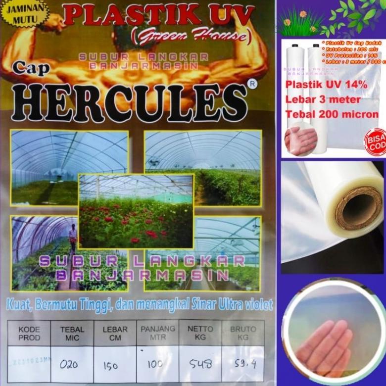PLASTIK UV GREEN HOUSE HERCULES 14% LEBAR 3 METER 200 MICRON