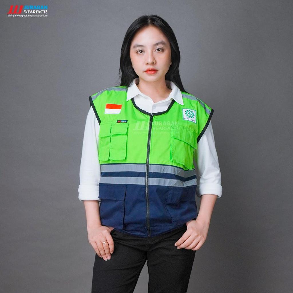 Rompi Warna Hijau Stabilo Kombinasi Biru Navy