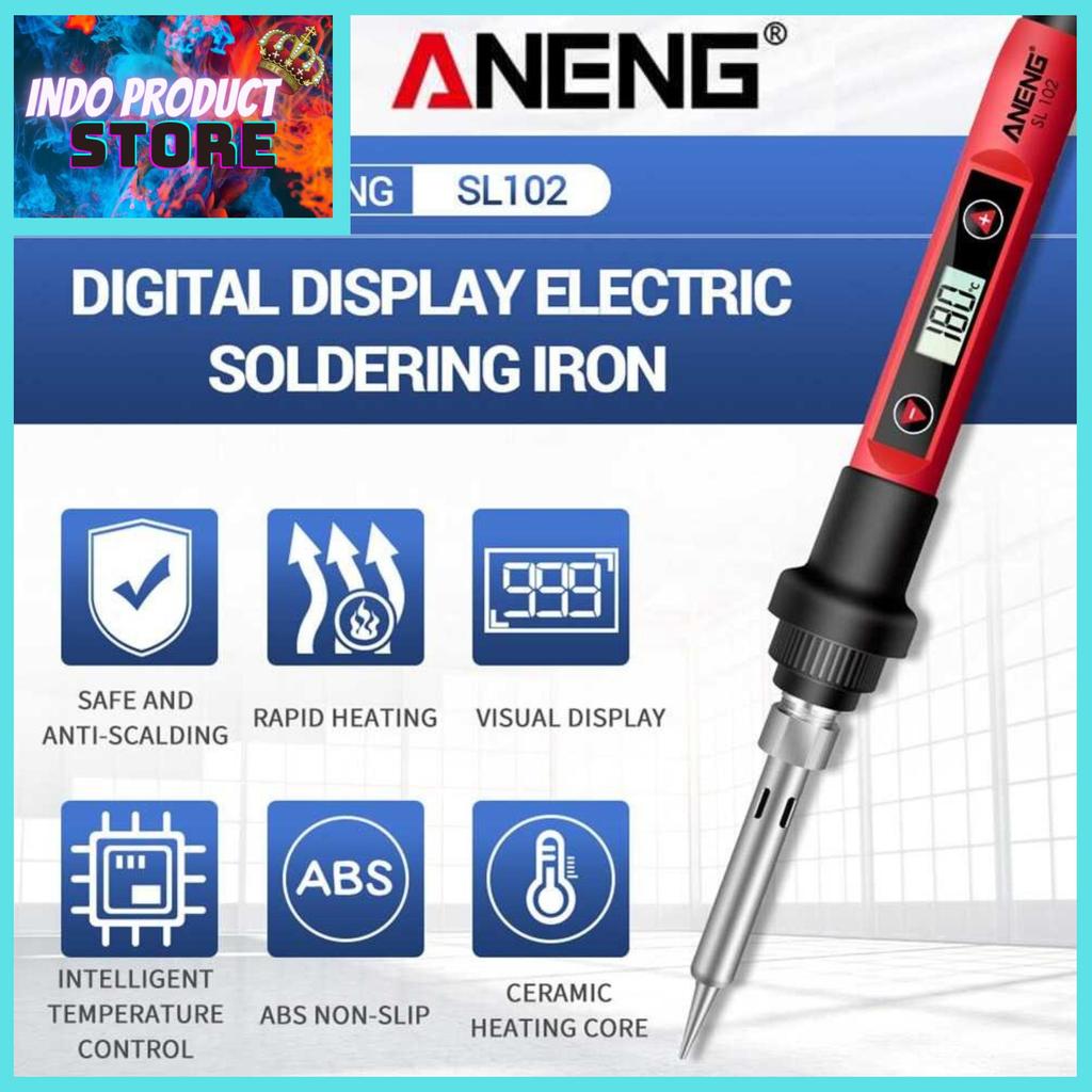 COD ANENG Solder Elektrik Adjustable Temperature LCD Display 60W / solder listrik full 1 set komplit
