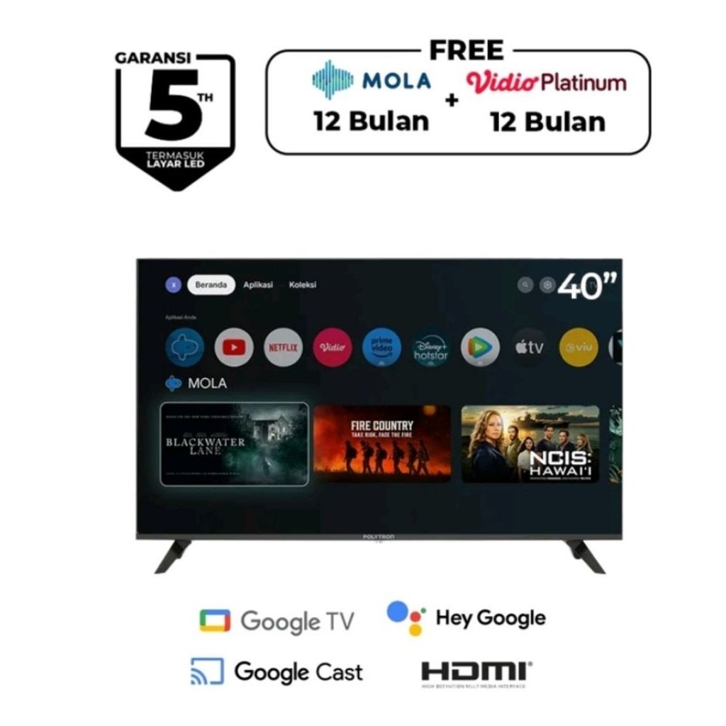 Led polytron 40inci g00gle tv garansi 5tahun 40RG9059