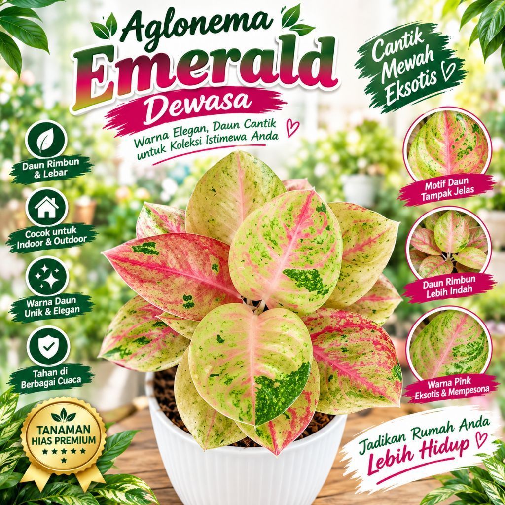 Aglonema emerald Dewasa - Tanaman Hias aglonema - aglonema hidup tanaman hias - emerald dewasa - eme