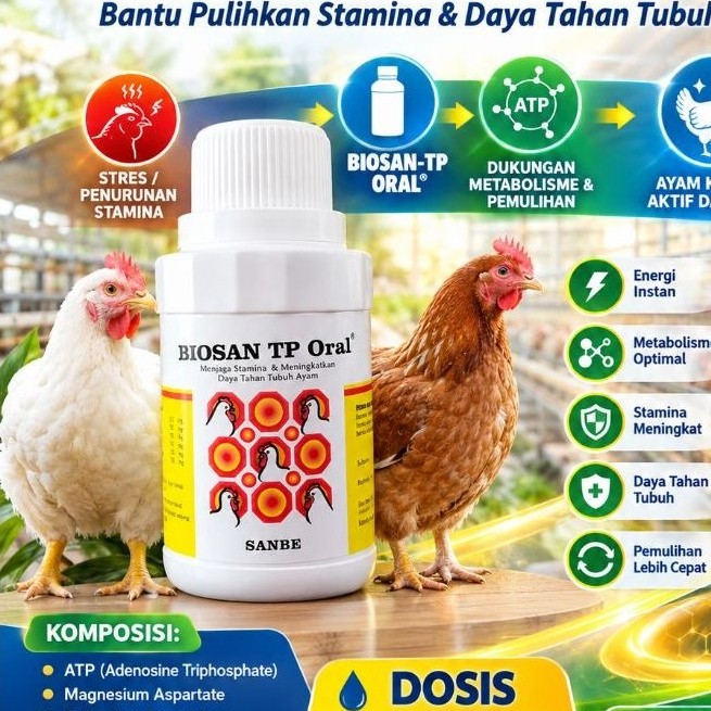 (SANBE) BIOSAN TP Oral 100 ml, vitamin Cair+energi langsung (ATP) DOC DOD DOQ Anak Ayam Anak Itik, v
