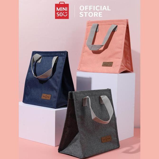 [BUNDLE] MINISO Lunch Box set Kotak Makan 1200ml Kotak Bekal  Anti tumpah Free Sendok Garpu & Tas Be