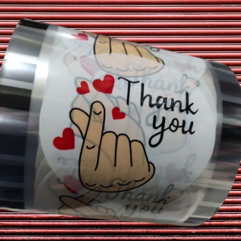 Plastik Seal Cup Motif Thank You Hati Putih / Lid Cup Sealer 1000