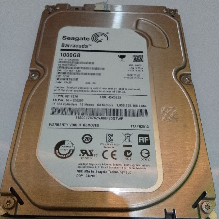 Hardisk Pc Seagete Barracuda 1000/1TB Sentinel 66%