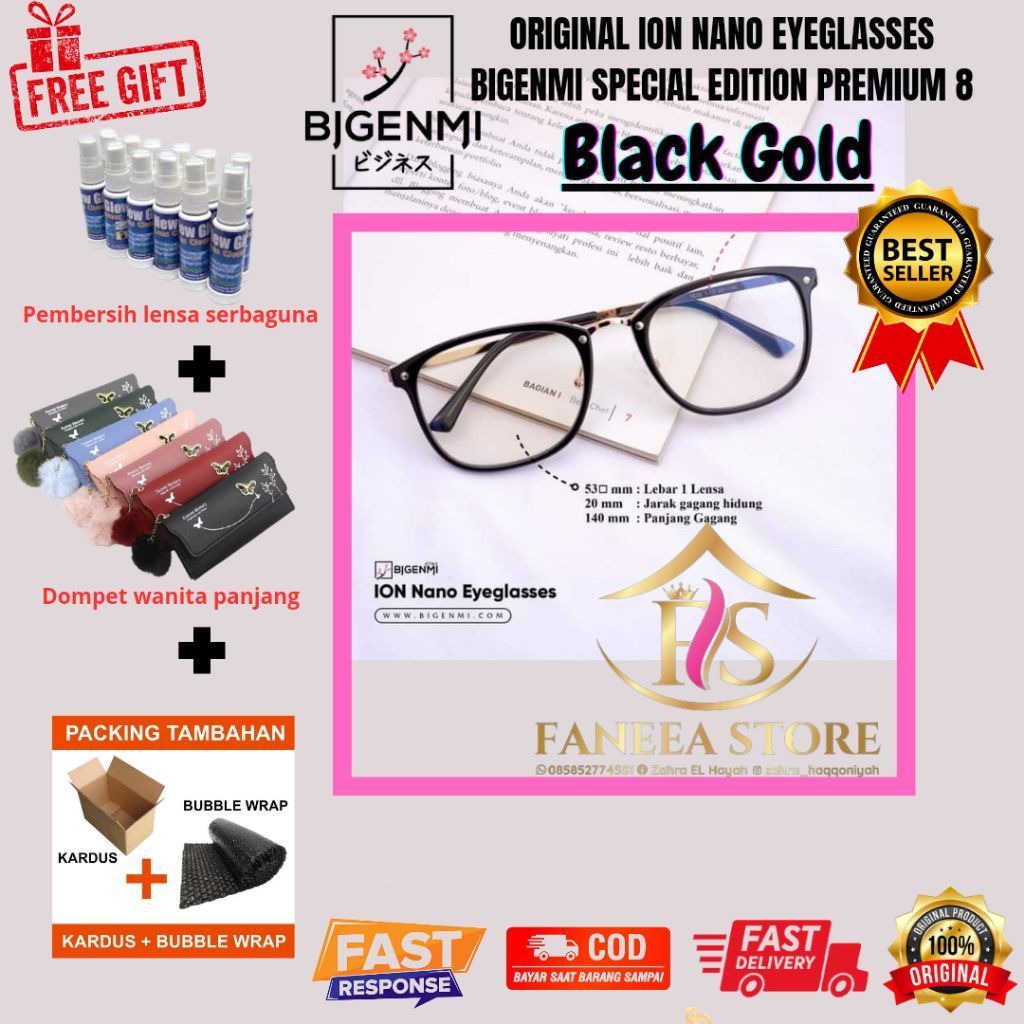 [ PROMO TERBATAS ] [ ORIGINAL 100% MASIH BERSEGEL ] BLACK GOLD | Kacamata Bigenmi Terapi K-Ion Nano 