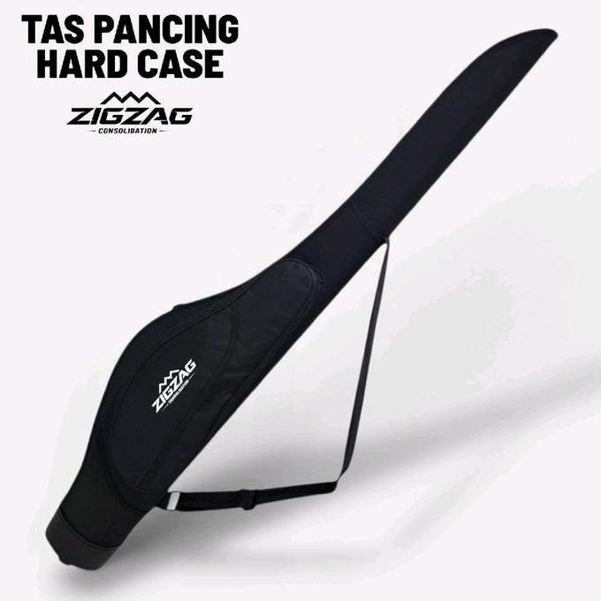 Sihaminar0 Zigzag Tas Joran Pancing Hard Case Fiber Zigzag Size 60 Cm - 150 Cm - Hitam Full Anti Air