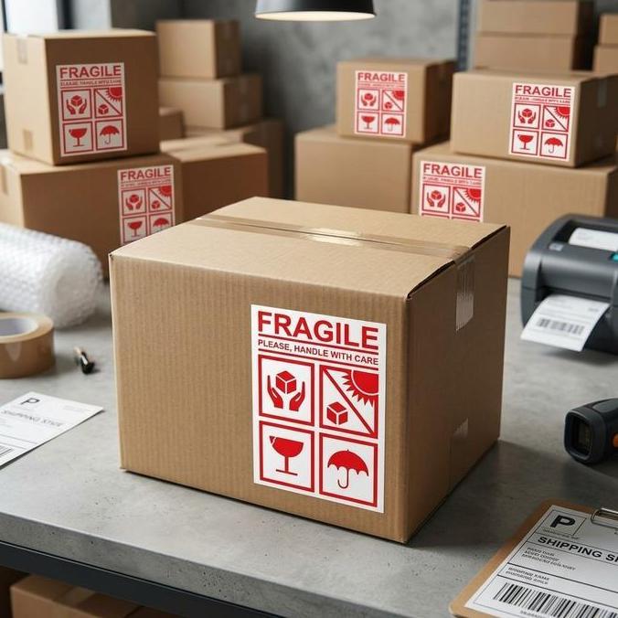 Devani_olshop - Sticker Fragile 4 icon BESAR 6.5 x 9 FRAGILE RIGHT SIDE GLASS UMBRELLA