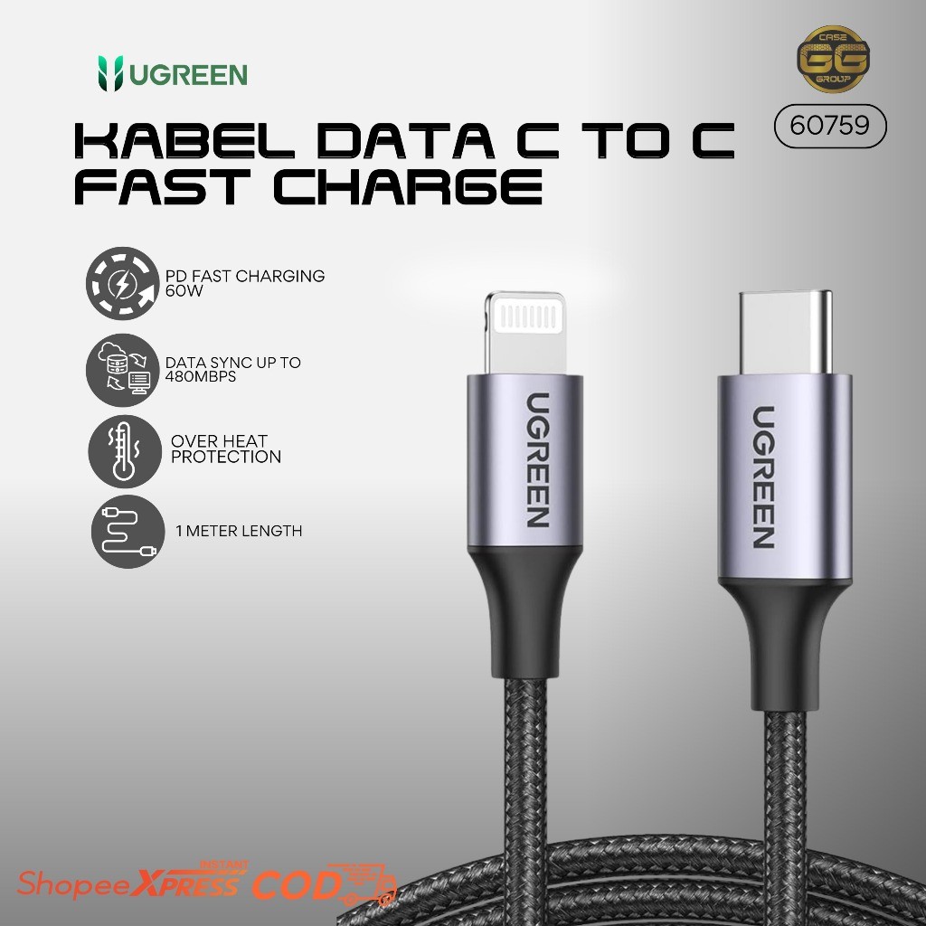 KABEL DATA UGREEN USB A // USB C TO LIGHTING /// USB C TO C