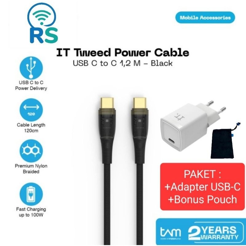 IT Plug 20 + Tweed Cable USB Type C Paket Charger Android 15