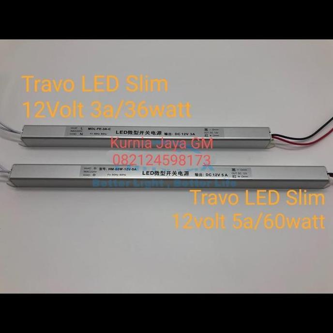 Travo LED Adaptor DC12volt Slim 3A - 36watt / Adaptor LED DC12volt