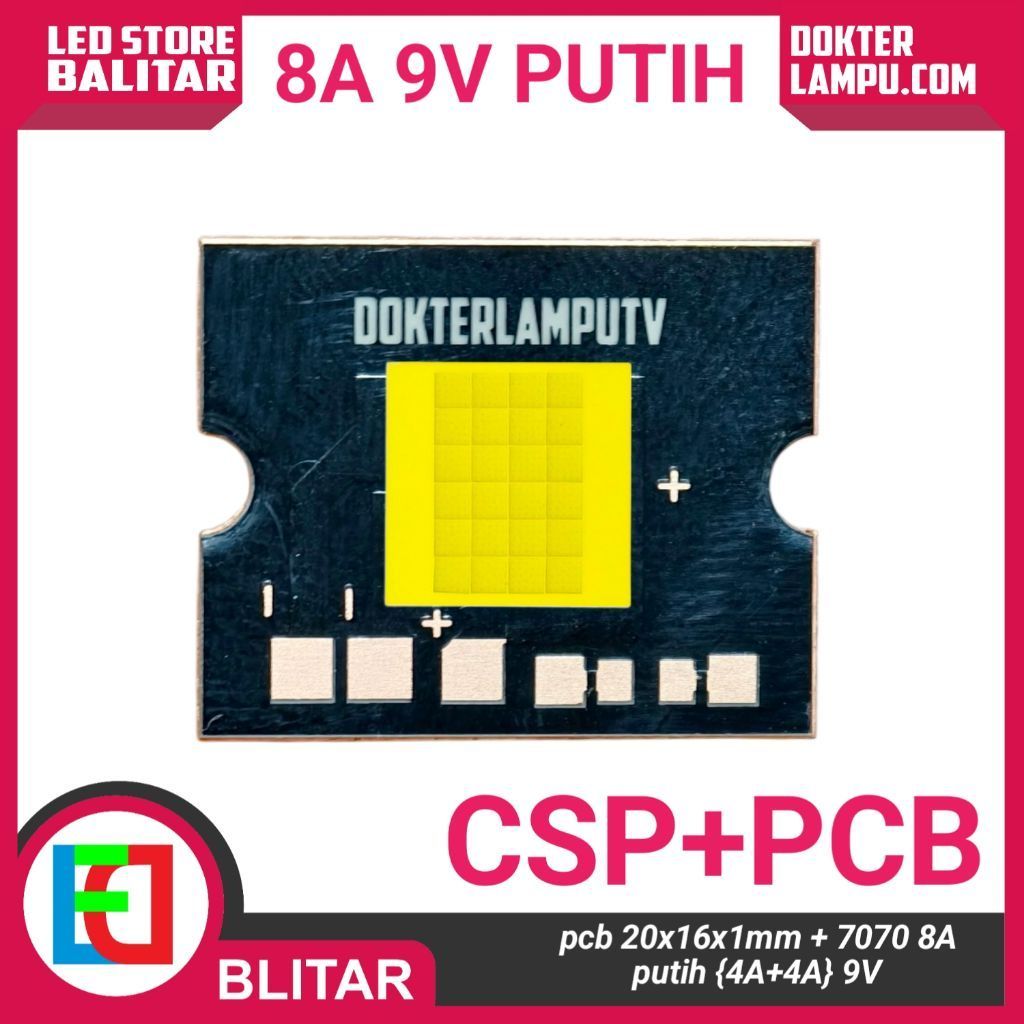 Mcp + Pcb 7070 80 Watt Putih projector biled 9-10v 8A max 80w