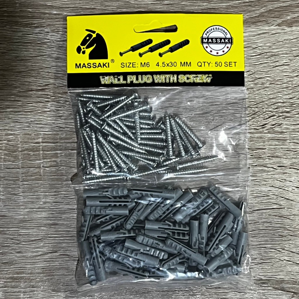 Fisher + Paku M6 Isi 50 Set – Fischer Wall Plug Baut Paku Dinding | Fisher Tembok M6 Lengkap Paku un