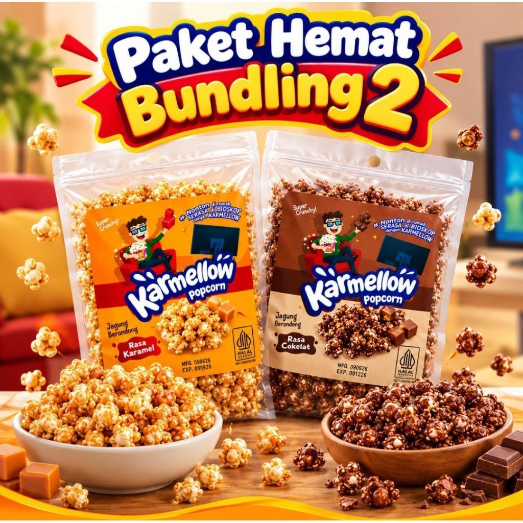 Karmellow Popcorn Paket Hemat Isi 2 Kantong Premium 175g
