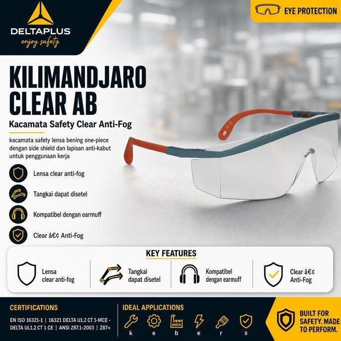 Delta Plus Kilimandjaro Kacamata Safety Lensa Bening Anti Fog - Safety Glasses