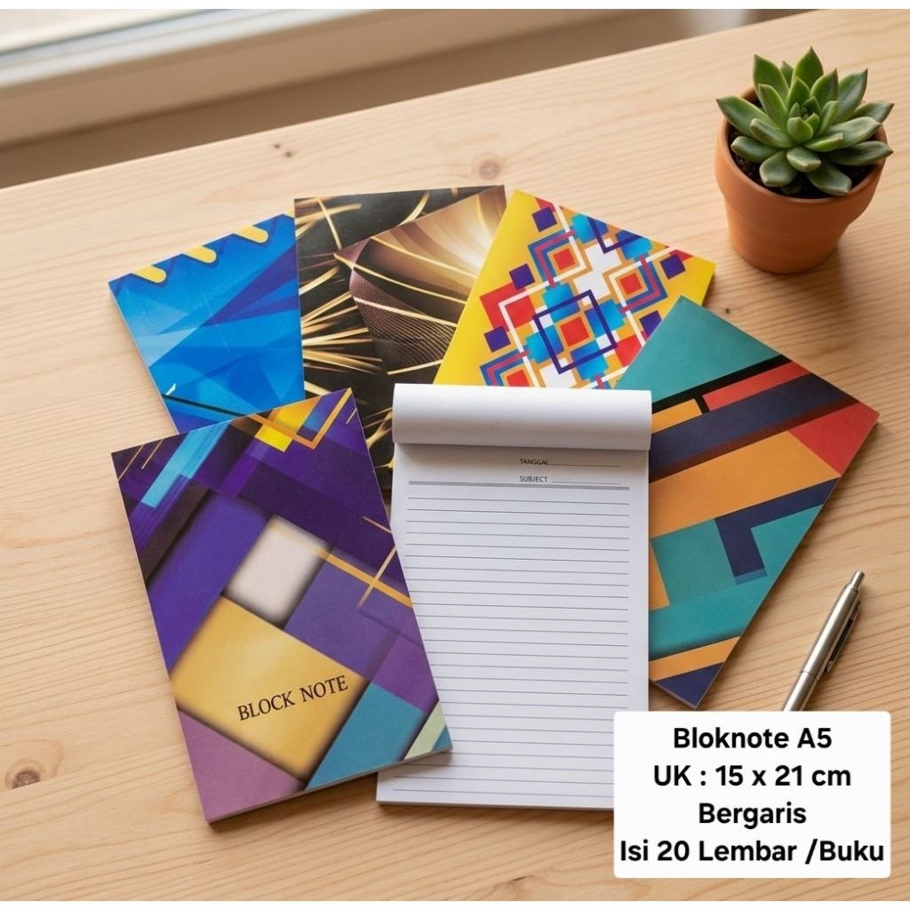 Bloknote A5 Bergaris Block Note 15 x 21 cm Isi 20 Lembar Buku Catatan