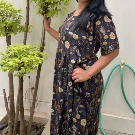 Dress Daster Smok Pita Bunga Nafra By Qonita Batik  Rayon Premium Tersedia Dalam Berbagai Warna