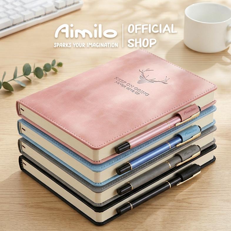 [ JUBI ] [READY] Aimilo Buku Catatan Notebook A5 Premium Buku Diary Aesthetic Cover Kulit Tahan Air 