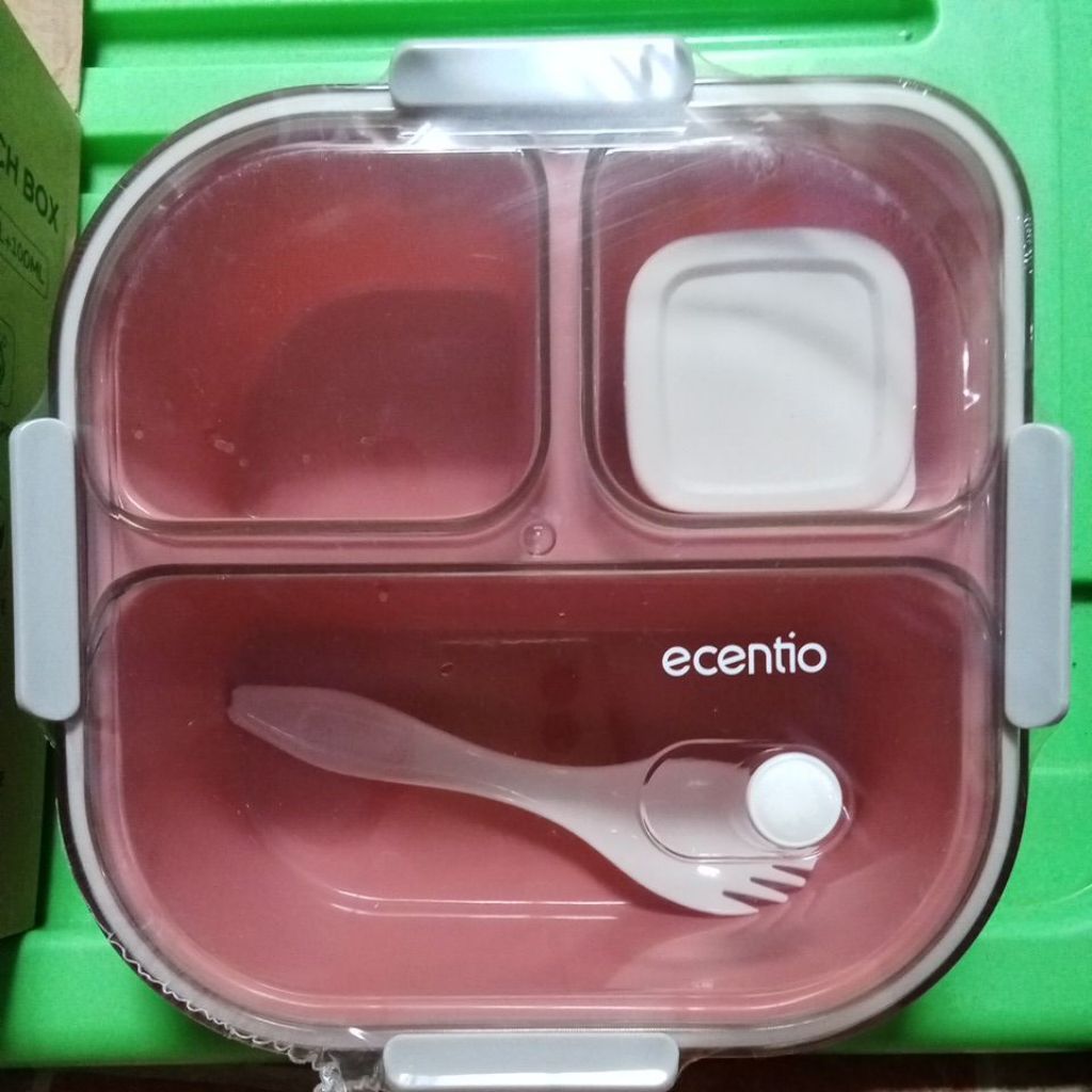 ECENTIO Kotak Makan 1100ml 3 Grid Anti Tumpah