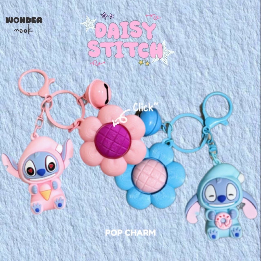 Daisy Stitch Pop Charm Cute Flower Character Keychain