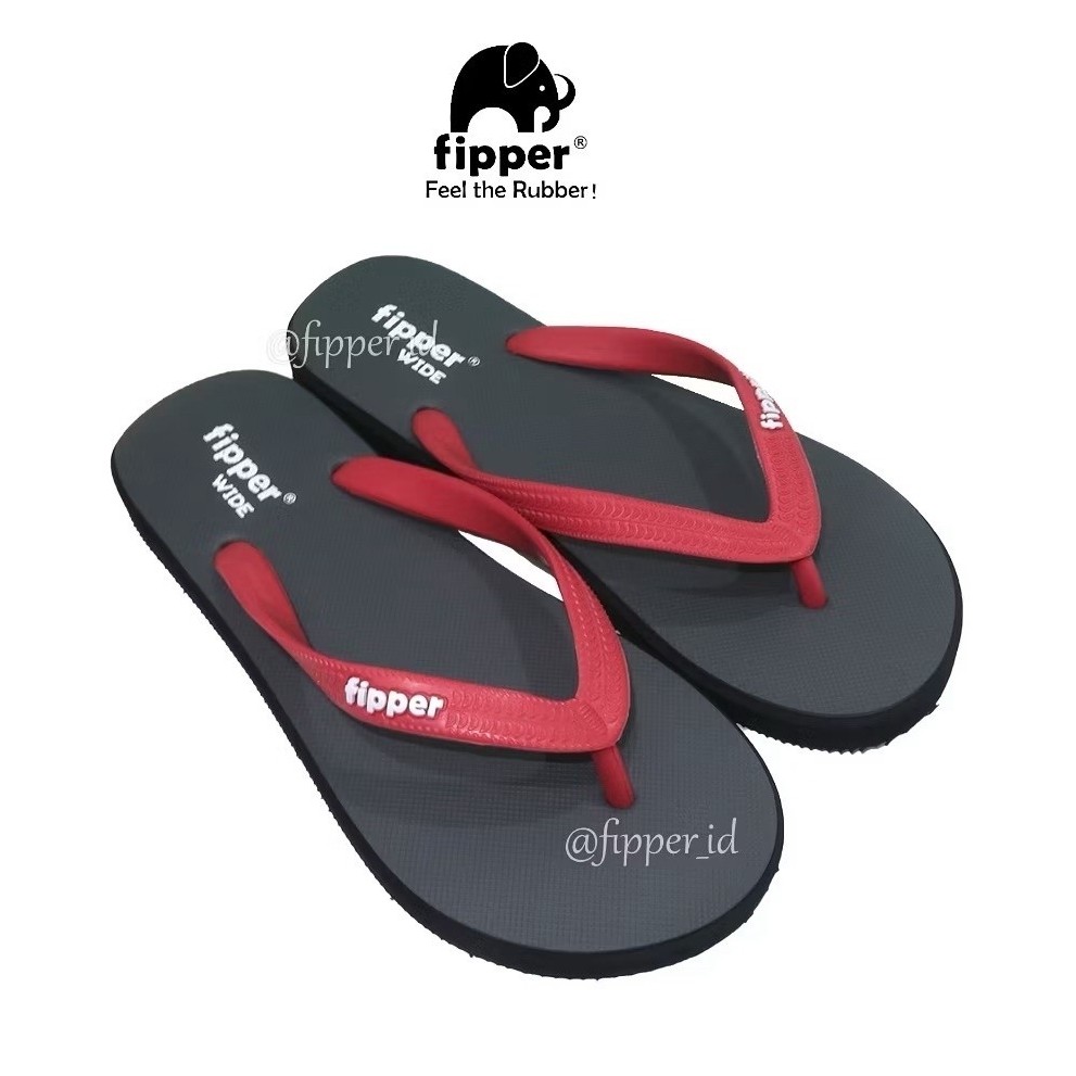Sendal Fipper Wide 100% Original For Man/Women - Grey/Black//Red