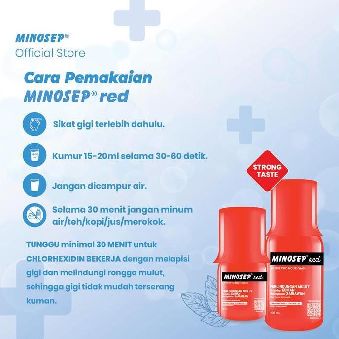 Healthy- Minosep Red Antiseptik Kumur Strong Taste Obat Sarian Plak Bau Mulut Paket 3 Botol