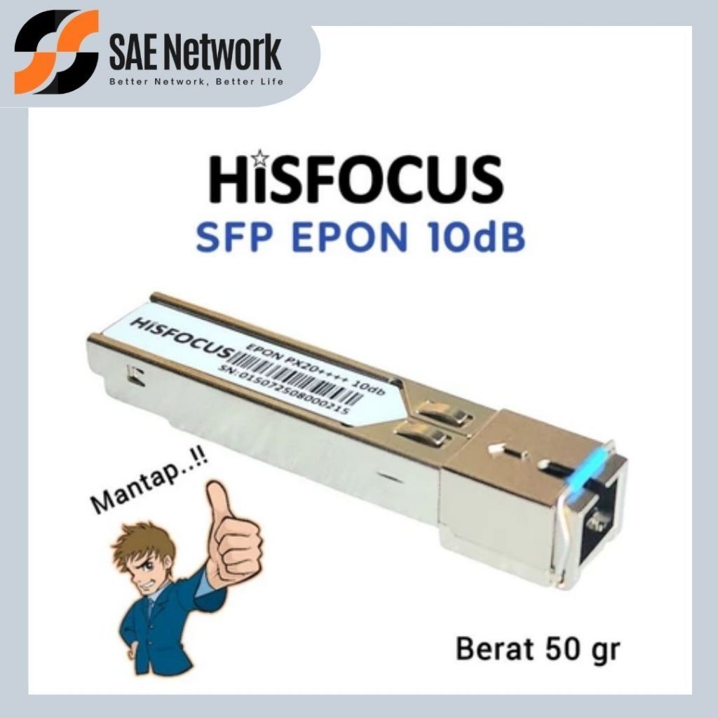 Hisfocus SFP EPON 10dB - C++ Output, Kompatibel dengan Semua OLT EPON Hisfocus 10Db