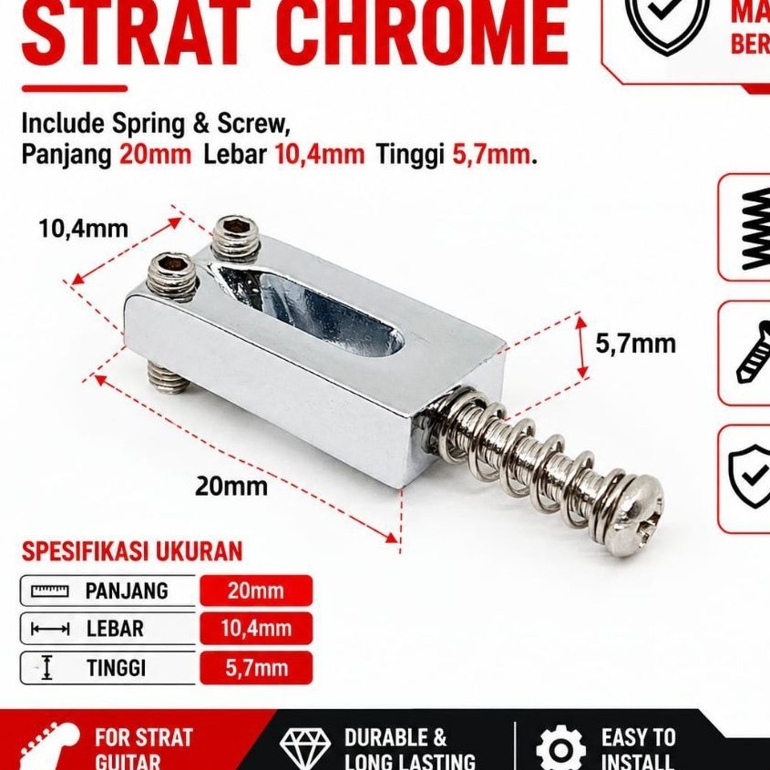 Saddle Bridge Gitar Elektrik Model Stratocaster Telecaster Squier Bacchus Chrome